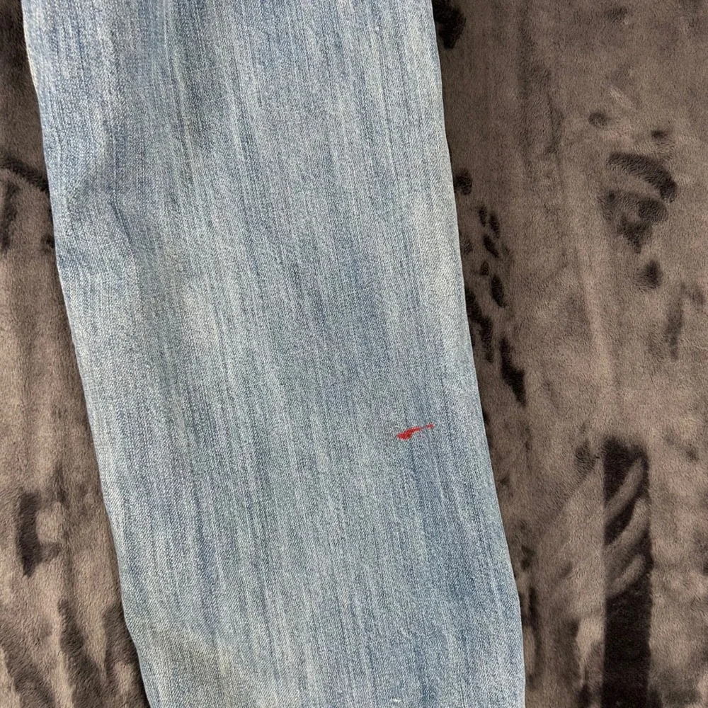 Levi's 514 Jeans Mens 36x30 Blue Straight Fit Distressed Light Wash Denim